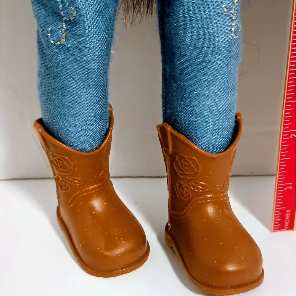 Battat 14 Inch Doll Brunette Brown Eyes Glitter Girls Jeans Cowboy Boots Rodeo